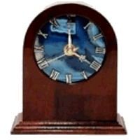 めのう石の数字版付き置き時計　１６ｃｍ